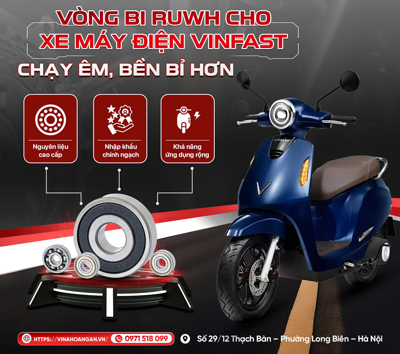 Vòng bi RUWH cho xe máy điện Vinfast – Đồng hành cùng phát triển